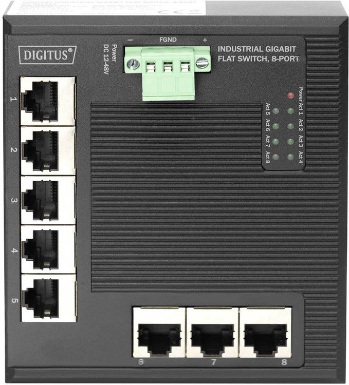 Produktbild: Digitus DN-651127 DN-651127 Industrial Ethernet Switch 8 Port 10 / 100 / 1000MBit/s