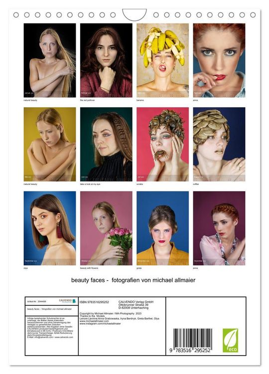 Produktbild: beauty faces - fotografien von michael allmaier (Wandkalender 2026 DIN A4 hoch), CALVENDO Monatskalender