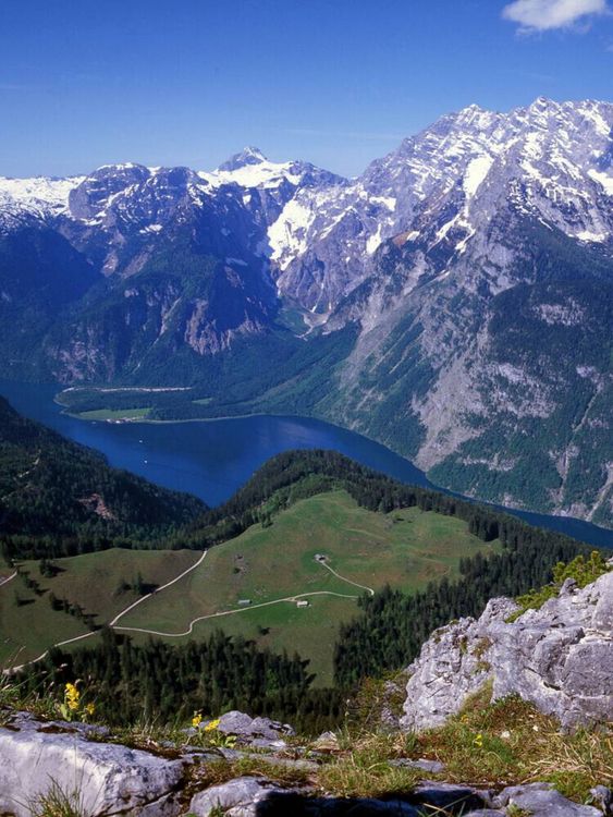 Produktbild: CALVENDO Puzzle Blick vom Jenner auf den K&ouml;nigssee mit Watzmann | 1000 Teile Lege-Gr&ouml;&szlig;e 64x48cm Foto-Puzzle f&uuml;r gl&uuml;ckliche Stunden