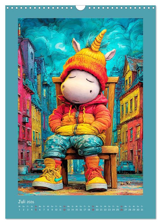 Produktbild: Unicorns. Niedliche Einh&ouml;rner in der Stadt (Wandkalender 2026 DIN A3 hoch), CALVENDO Monatskalender