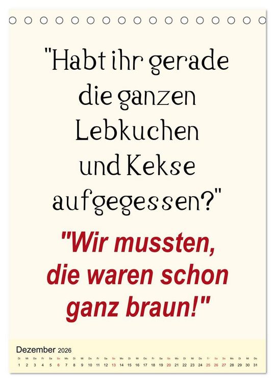 Produktbild: Spr&uuml;che-Kalender. Lustiges f&uuml;r die Familie! (Tischkalender 2026 DIN A5 hoch), CALVENDO Monatskalender