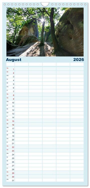 Produktbild: Familienplaner 2026 - Zittauer Gebirge - Deutschlands kleinstes Mittelgebirge mit 5 Spalten (Wandkalender, 21 x 45 cm) CALVENDO