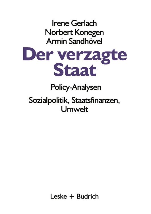 Produktbild: Der verzagte Staat &mdash; Policy-Analysen