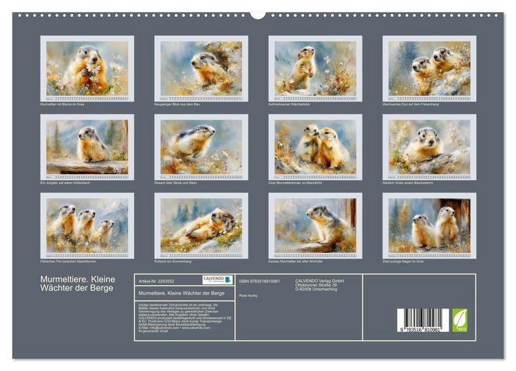 Produktbild: Murmeltiere. Kleine W&auml;chter der Berge (hochwertiger Premium Wandkalender 2027 DIN A2 quer), Kunstdruck in Hochglanz