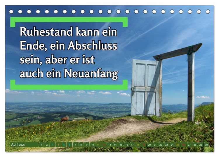 Produktbild: Ruhestand - das Leben neu entdecken (Tischkalender 2026 DIN A5 quer), CALVENDO Monatskalender