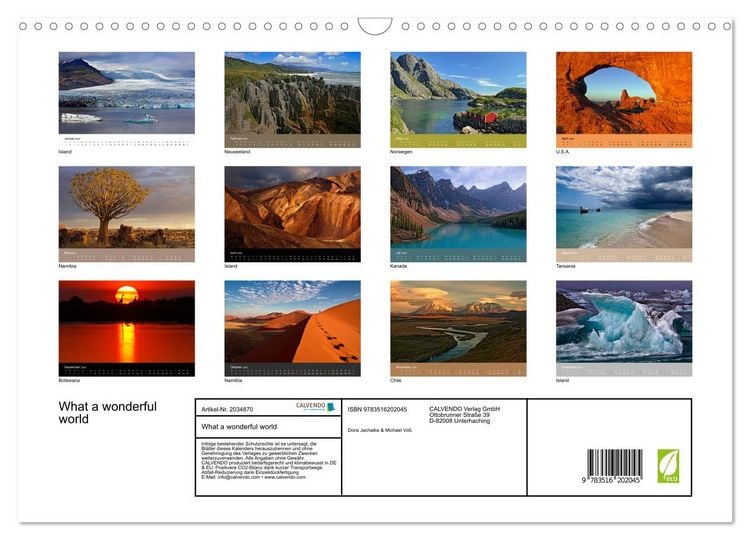 Produktbild: What a wonderful world (Wandkalender 2026 DIN A3 quer), CALVENDO Monatskalender