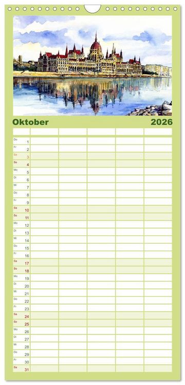 Produktbild: Familienplaner 2026 - Reise durch Ungarn mit 5 Spalten (Wandkalender, 21 x 45 cm) CALVENDO