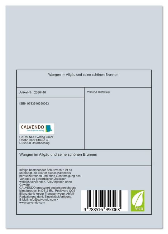 Produktbild: Wangen im Allg&auml;u und seine sch&ouml;nen Brunnen (Tischkalender 2026 DIN A5 hoch), CALVENDO Monatskalender