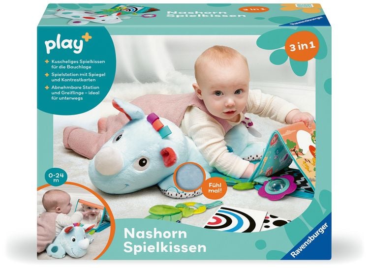 Produktbild: Play+ Nashorn Spielkissen (f&uuml;r die Bauchlage) - ab 0 Monate
