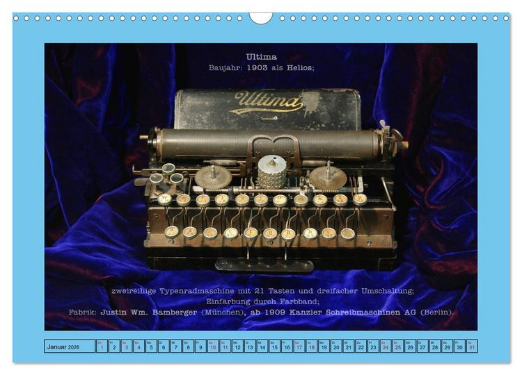 Produktbild: Schreibmaschinen um 1900 (Wandkalender 2026 DIN A3 quer), CALVENDO Monatskalender