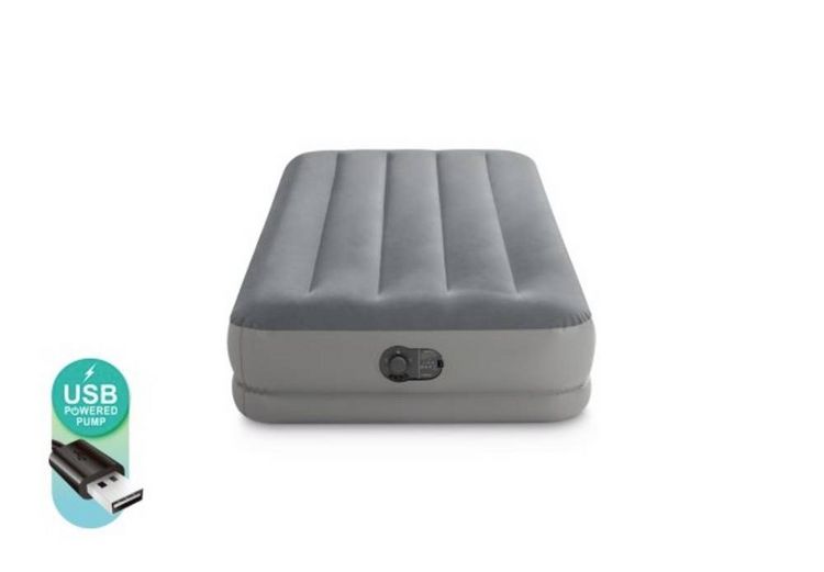 Produktbild: Intex 64112 TWIN DURA-BEAM PRESTIGE AIRBED W/FASTFILL USB PUMP Luftbett (L x B x H) 1910 x 990 x 300 mm Grau
