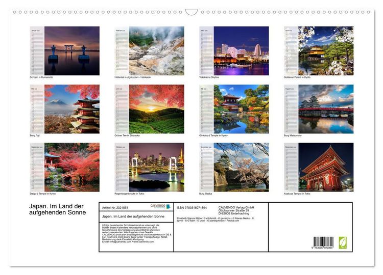 Produktbild: Japan. Im Land der aufgehenden Sonne (Wandkalender 2026 DIN A2 quer), CALVENDO Monatskalender