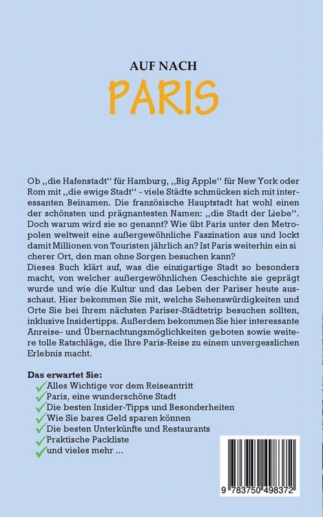Produktbild: Auf nach Paris: Der perfekte Reisef&uuml;hrer f&uuml;r einen unvergesslichen Aufenthalt in Paris inkl. Insider-Tipps, Tipps zum Geldsparen und Packliste
