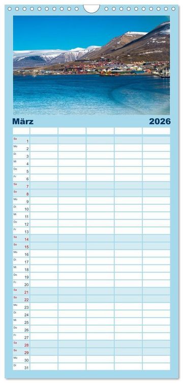 Produktbild: Familienplaner 2026 - Spitzbergen im Sommer mit 5 Spalten (Wandkalender, 21 x 45 cm) CALVENDO