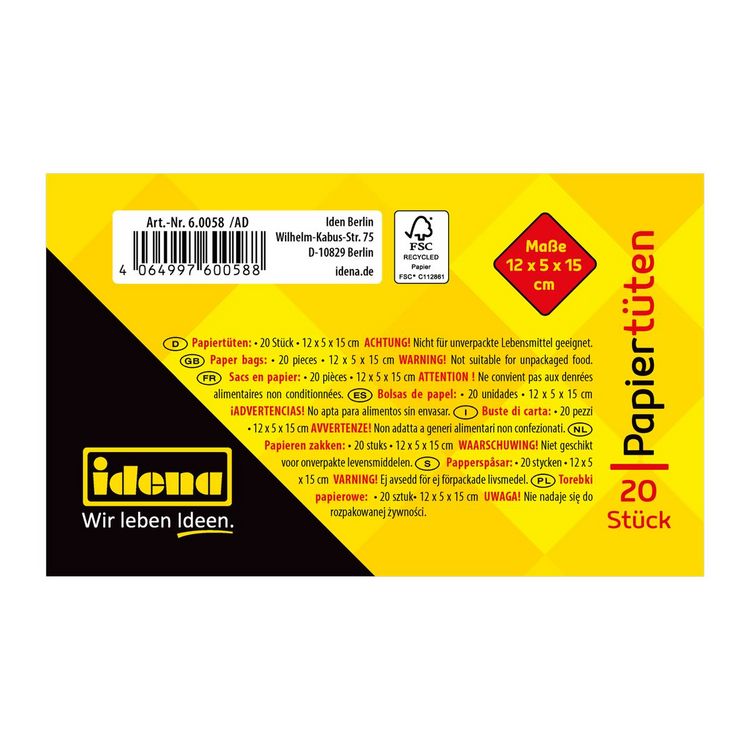 Produktbild: Idena Papiert&uuml;ten braun 12x15x5cm 20 St&uuml;ck