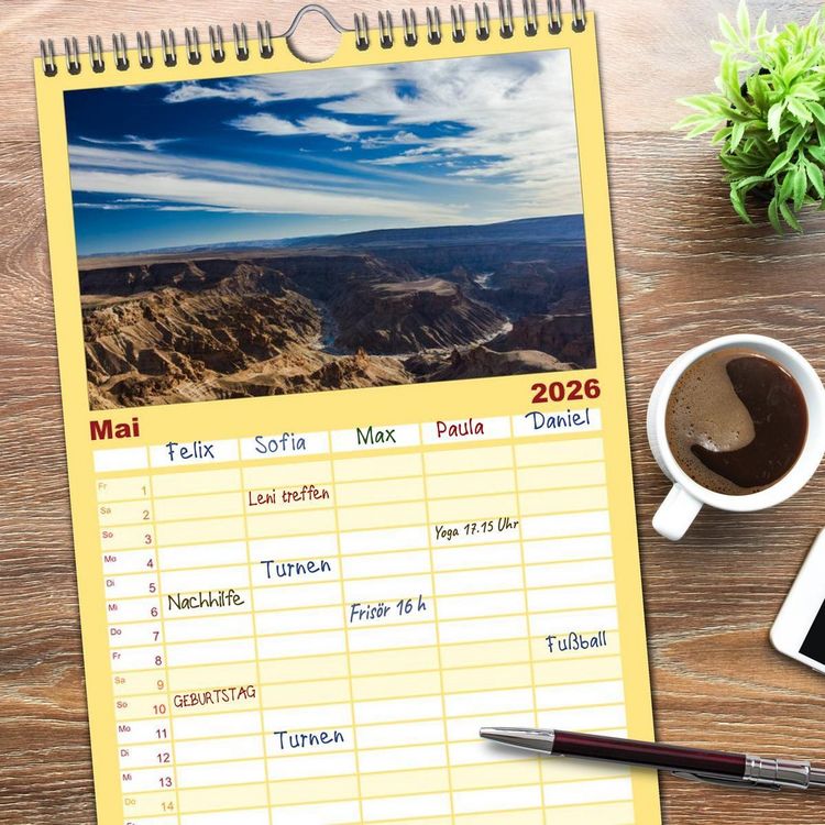 Produktbild: Familienplaner 2026 - Wildes Namibia mit 5 Spalten (Wandkalender, 21 x 45 cm) CALVENDO