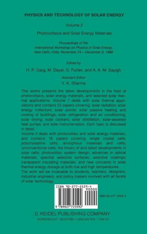 Produktbild: Physics and Technology of Solar Energy