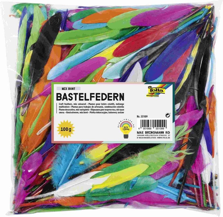 Produktbild: Folia  Bastel-Federn MIX BUNT, 100g, farbig sortiert