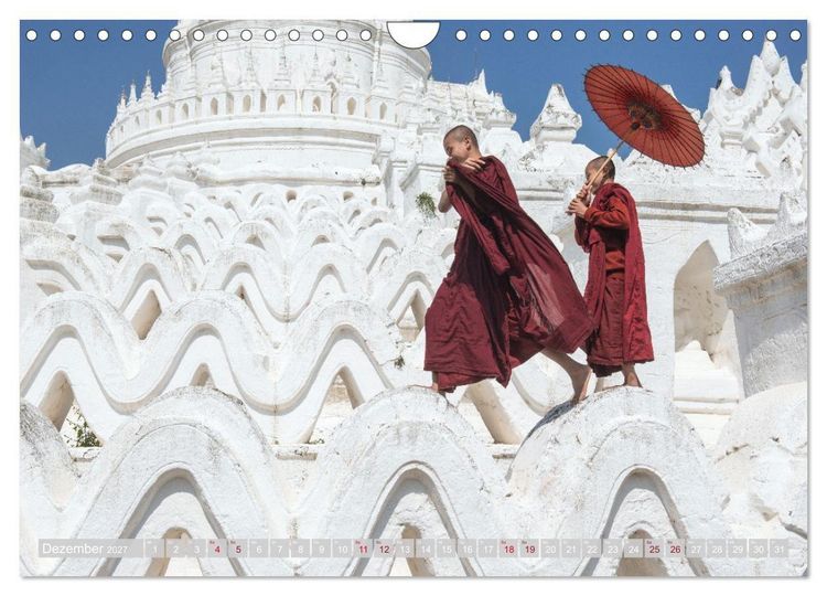 Produktbild: IM REICH DES BUDDHA - DER ROTE SCHIRM (Wandkalender 2027 DIN A4 quer), CALVENDO Monatskalender