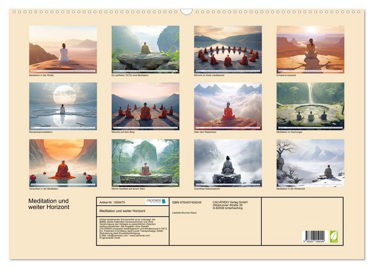 Produktbild: Meditation und weiter Horizont (Wandkalender 2026 DIN A2 quer), CALVENDO Monatskalender