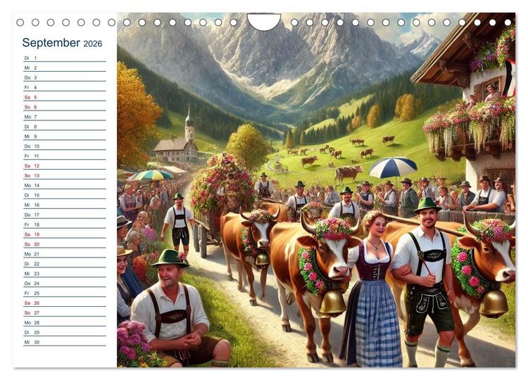 Produktbild: Boarisch durchs Jahr - Feste Br&auml;uche und Lebenslust (Wandkalender 2026 DIN A4 quer), CALVENDO Monatskalender