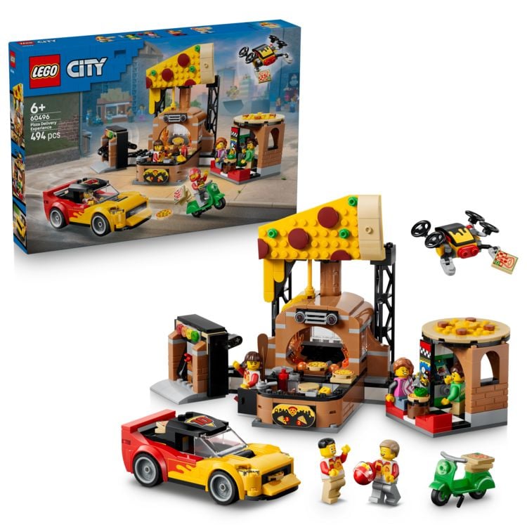 Produktbild: LEGO City 60496 Pizza-Liefererlebnis mit Fahrzeugen, Spielzeug-Pizzeria, Spielset f&uuml;r Kinder