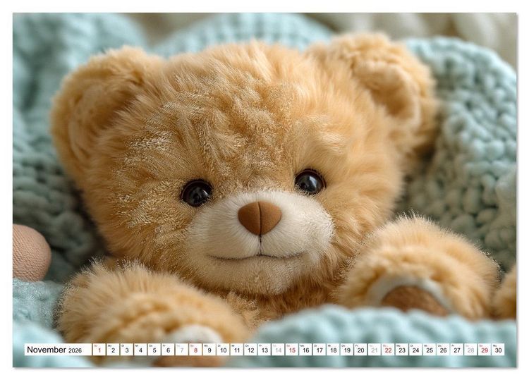 Produktbild: Teddy Babykalender - Jeden Monat zum Knuddeln s&uuml;&szlig; (Tischkalender 2026 DIN A5 quer), CALVENDO Monatskalender