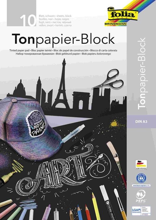 Produktbild: Folia  Tonpapier-Block SCHWARZ, DIN A3, 10 Blatt
