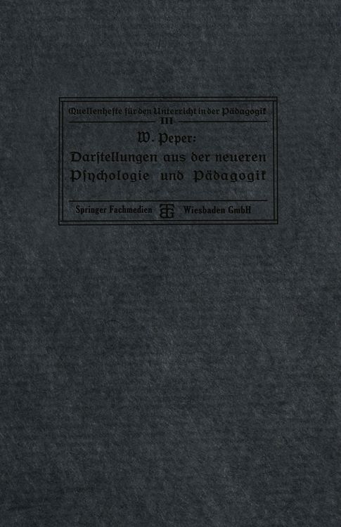 Produktbild: Darstellungen aus der neueren Psychologie und P&auml;dagogik