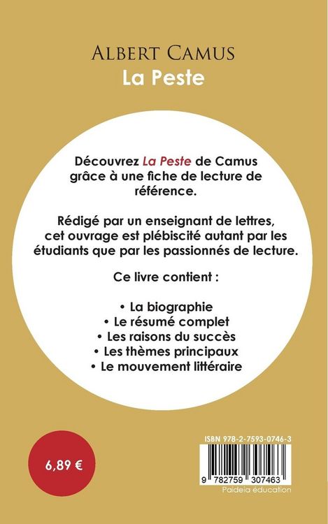 Produktbild: Fiche de lecture La Peste (&Eacute;tude int&eacute;grale)