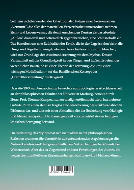 Produktbild: Die Bedeutung des Mythos f&uuml;r eine neue Wissenschaft vom Menschen