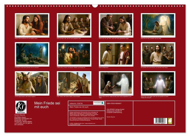 Produktbild: Mein Friede sei mit euch (Wandkalender 2026 DIN A2 quer), CALVENDO Monatskalender