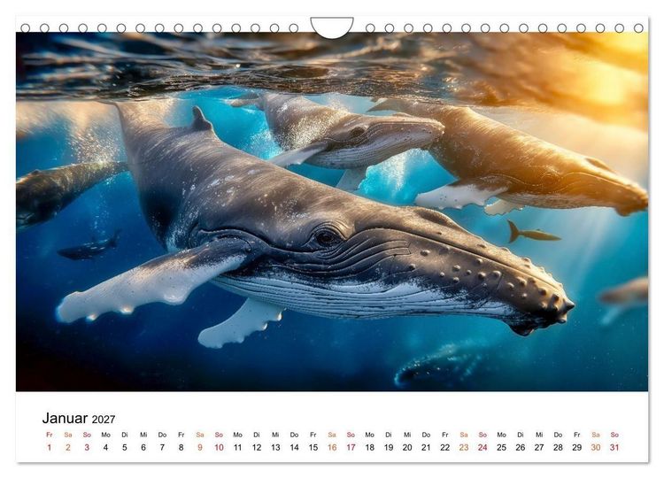 Produktbild: Wale - ein Jahr voller Meer (Wandkalender 2027 DIN A4 quer), CALVENDO Monatskalender