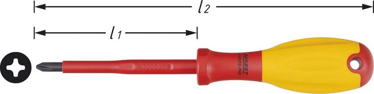 Produktbild: Hazet 810VDE-PH2 Elektriker Kreuzschlitz-Schraubendreher PH 2 Klingenl&auml;nge: 100mm