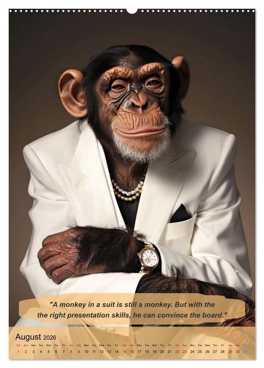Produktbild: Funny manager wisdom from animals (High Quality Premium Wall Calendar 2026 DIN A2 portrait),CALVENDO 12 Month Wall Calendar