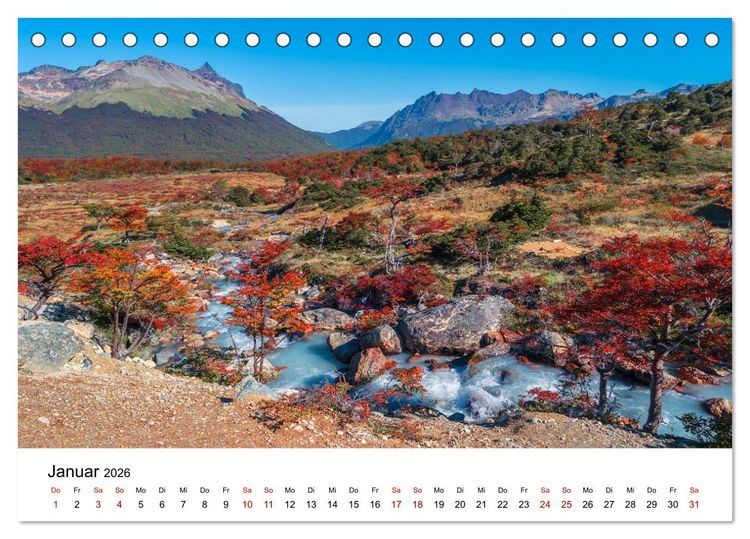 Produktbild: Patagonien, Tierra del Fuego: Am Rand der Welt (Tischkalender 2026 DIN A5 quer), CALVENDO Monatskalender