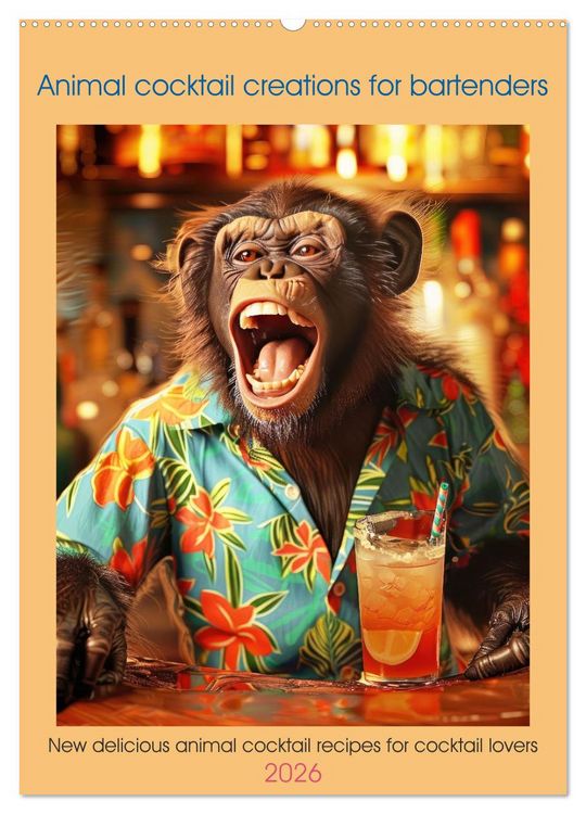 Produktbild: Animal cocktail creations for bartenders (Wall Calendar 2026 DIN A2 portrait), CALVENDO 12 Month Wall Calendar
