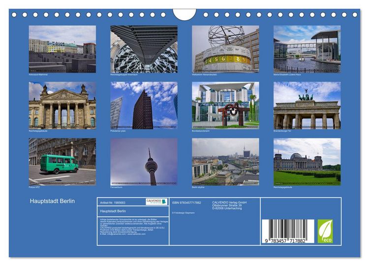 Produktbild: Hauptstadt Berlin (Wandkalender 2026 DIN A4 quer), CALVENDO Monatskalender