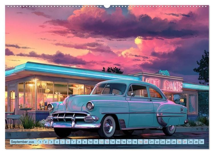 Produktbild: Amerikas rollende Legenden &ndash; Retro-Design trifft Nostalgie (hochwertiger Premium Wandkalender 2026 DIN A2 quer), Kunstdruck in Hochglanz