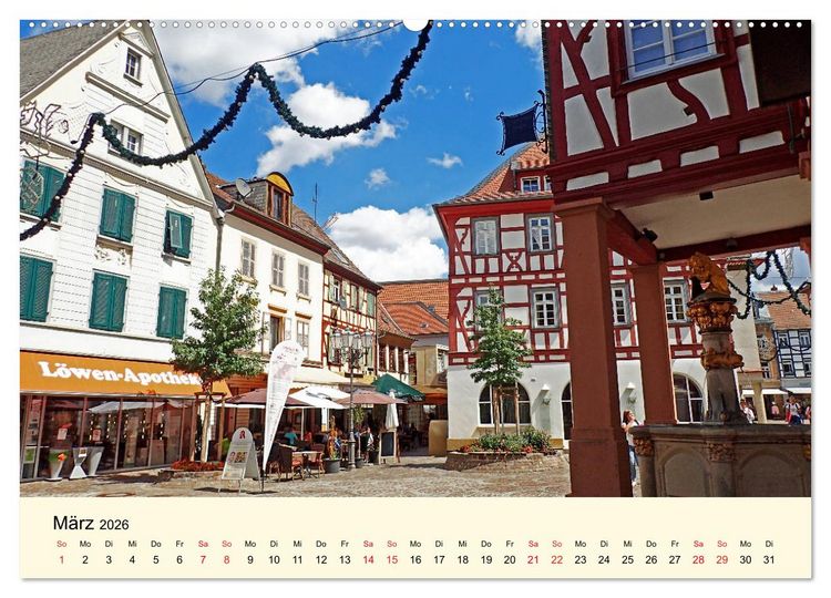Produktbild: Sch&ouml;nes Alzey - Fachwerk, Wein und Rossmarktplatz (Wandkalender 2026 DIN A2 quer), CALVENDO Monatskalender