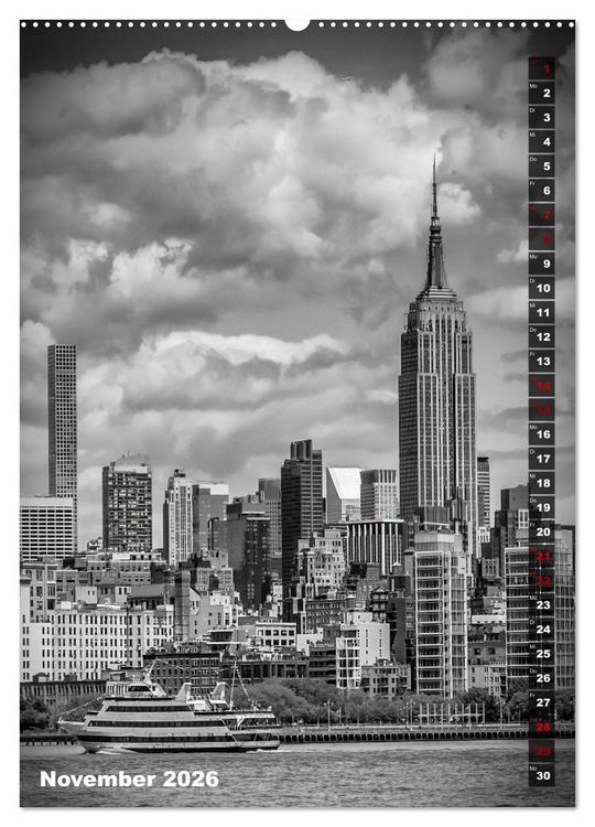 Produktbild: NEW YORK CITY Monochrome Stadtansichten (hochwertiger Premium Wandkalender 2026 DIN A2 hoch), Kunstdruck in Hochglanz