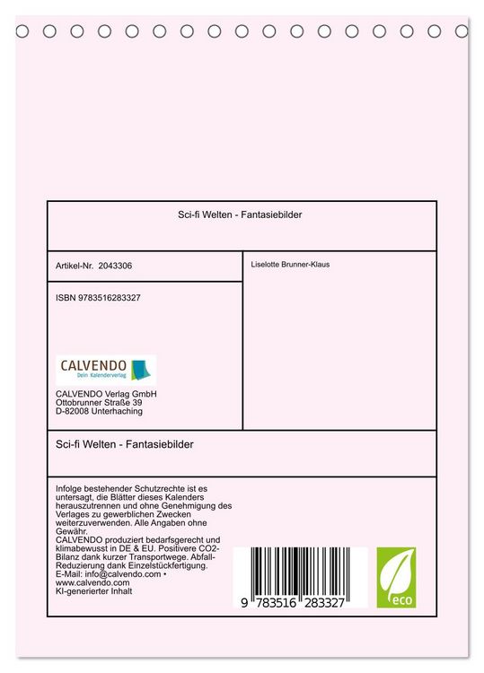 Produktbild: Sci-fi Welten - Fantasiebilder (Tischkalender 2026 DIN A5 hoch), CALVENDO Monatskalender