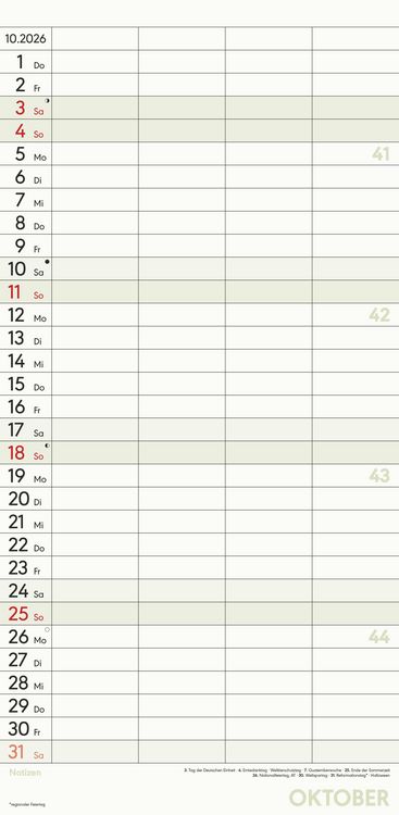 Produktbild: Superplaner M 2026 4 Spalten - Familien-Timer 22x45 cm - Offset-Papier - mit Ferienterminen - Wand-Planer - Familienkalender - Alpha Edition