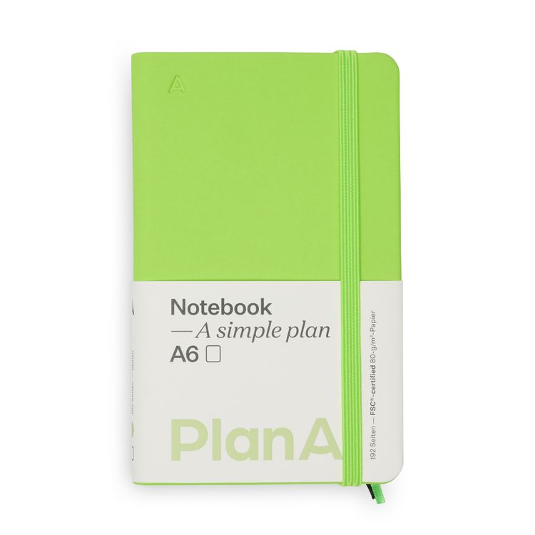 Produktbild: Notizbuch A6 Hardcover Kiwi Green Blanko, 192 Seiten