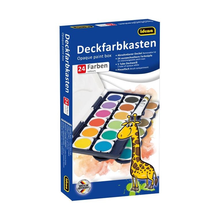 Produktbild: Idena Deckfarbkasten 24 Farben und 1 Tube Deckwei&szlig;