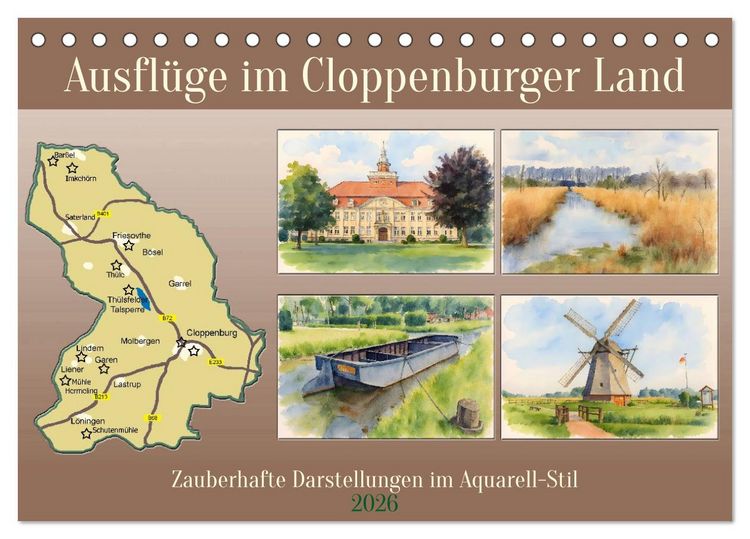 Produktbild: Ausfl&uuml;ge im Cloppenburger Land (Tischkalender 2026 DIN A5 quer), CALVENDO Monatskalender