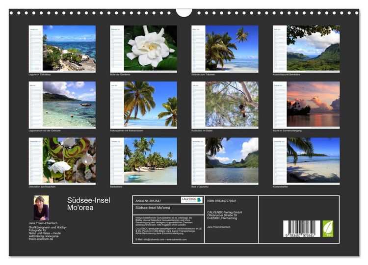 Produktbild: S&uuml;dsee-Insel Mo'orea (Wandkalender 2026 DIN A3 quer), CALVENDO Monatskalender