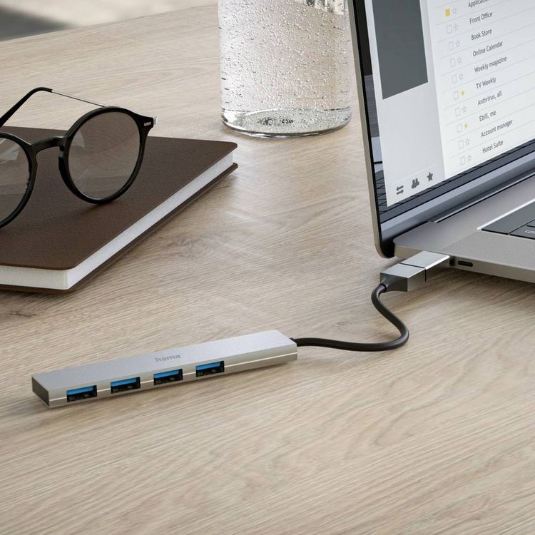 Produktbild: HAMA USB-Hub 3.2, 4 Ports, grau