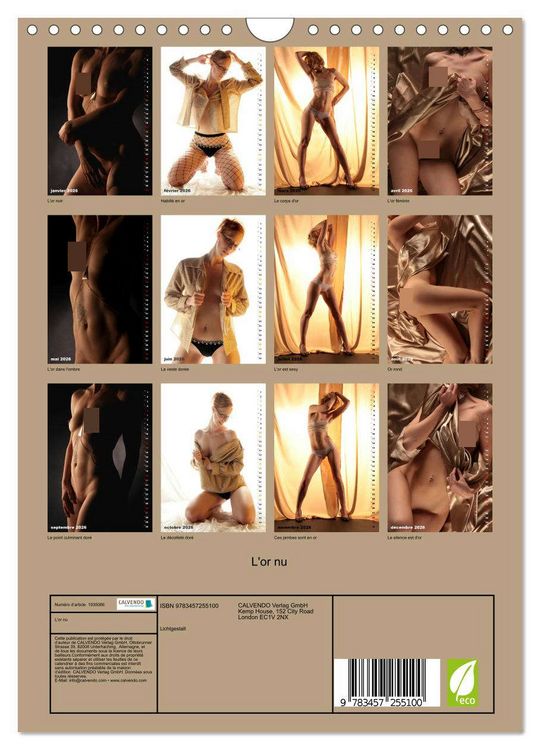 Produktbild: L'or nu (Calendrier mural 2026 DIN A4 horizontal), CALVENDO calendrier mensuel