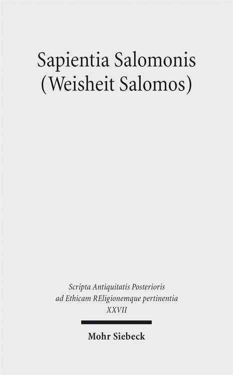Produktbild: Sapientia Salomonis (Weisheit Salomos)